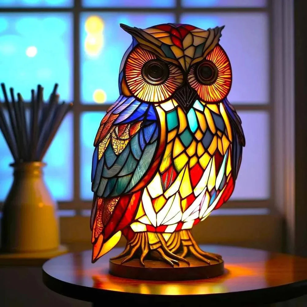Künstlerische Tischlampe mit Tiermotiven