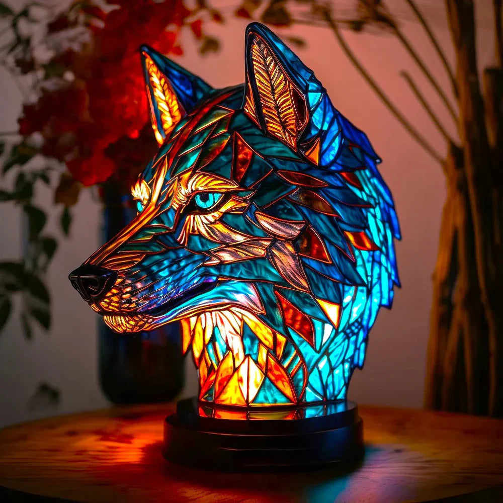 Künstlerische Tischlampe mit Tiermotiven