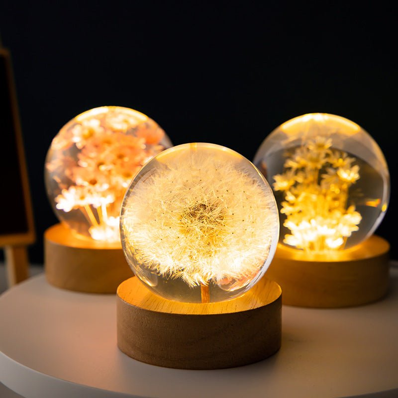 3D Kristall Blumenlampe mit USB und Harz Design