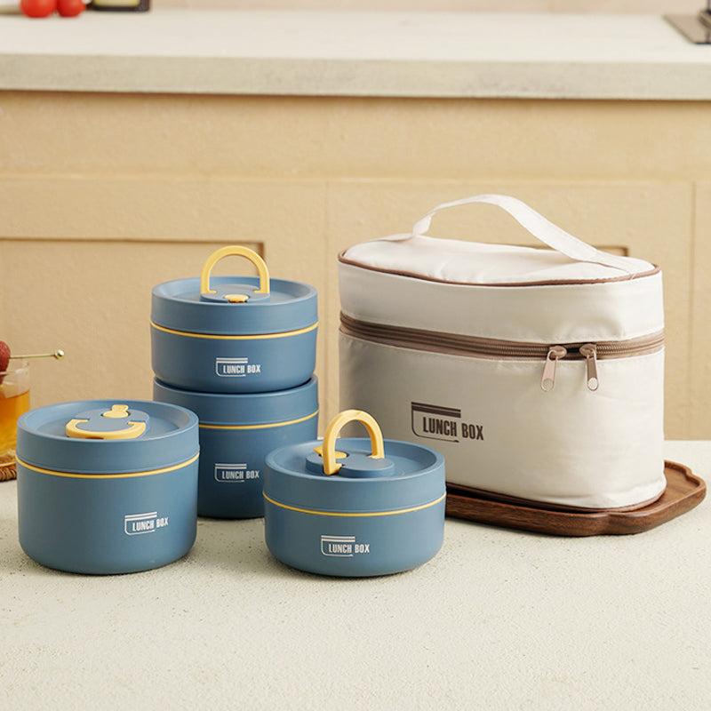 Mehrlagige isolierte Lunchbox mit Tragetasche – Auslaufsicher, Edelstahl, hält Speisen stundenlang warm oder kalt, ideal für Schule, Arbeit und unterwegs