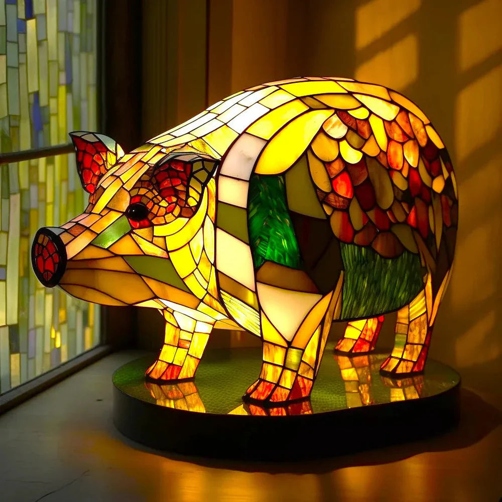 Künstlerische Tischlampe mit Tiermotiven
