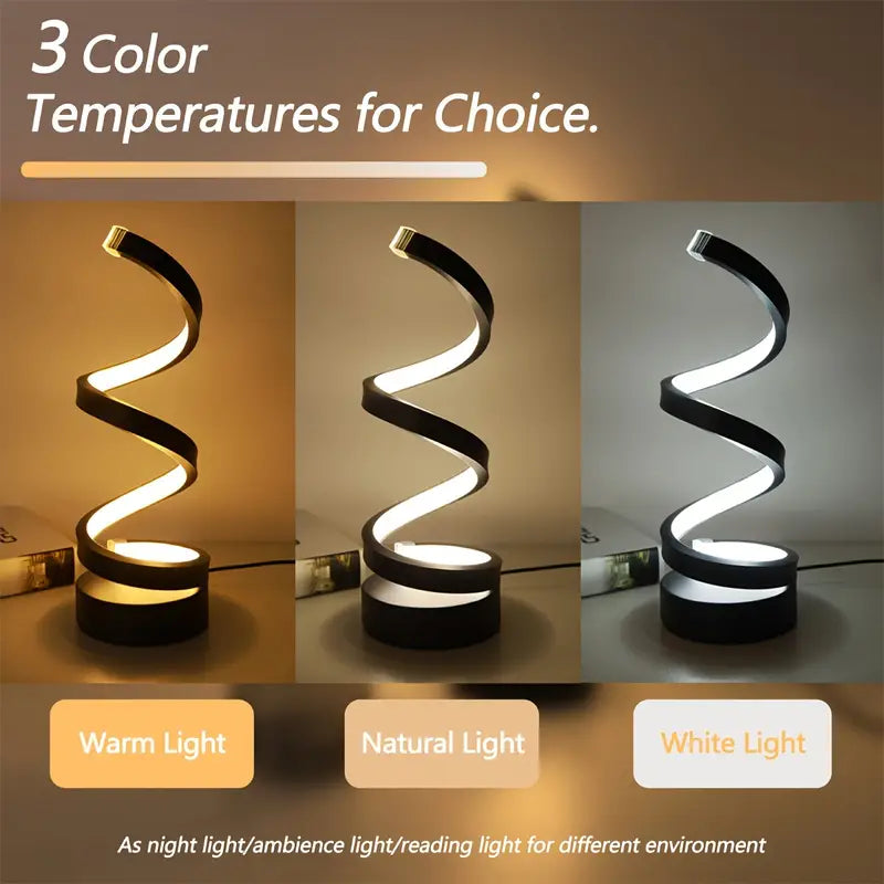 Moderne dimmbare LED Tischlampe mit spiralförmigem Design