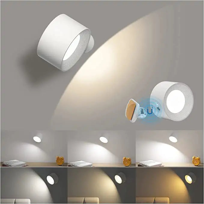 Kabellose LED-Wandleuchte mit 360° Drehfunktion und Touch-Bedienung