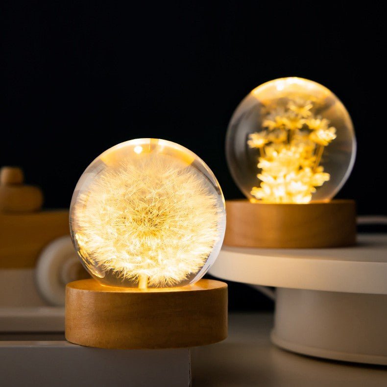 3D Kristall Blumenlampe mit USB und Harz Design