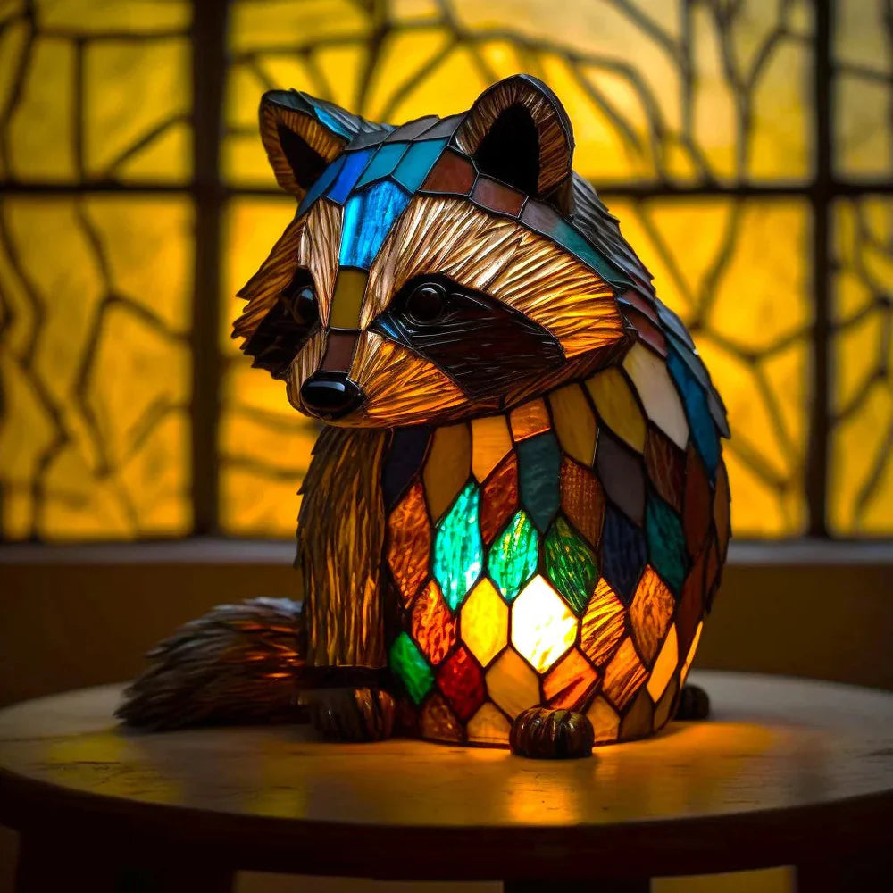 Künstlerische Tischlampe mit Tiermotiven