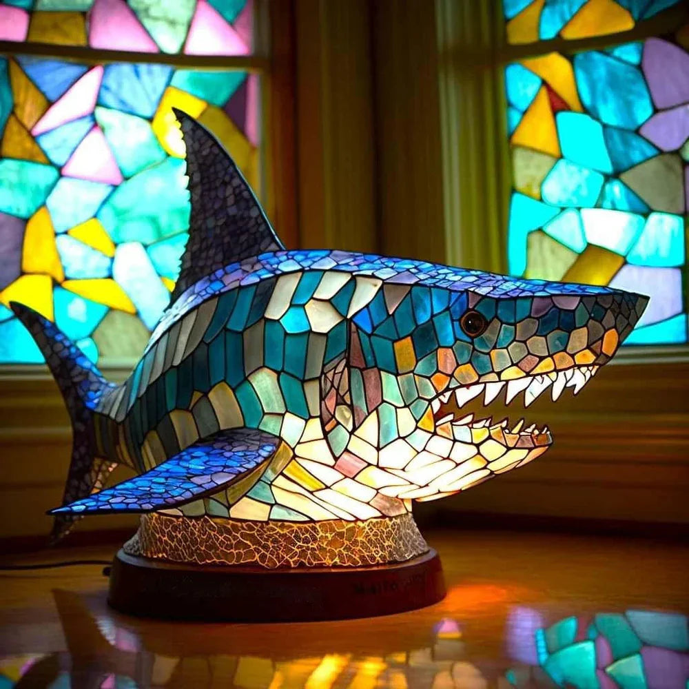 Künstlerische Tischlampe mit Tiermotiven