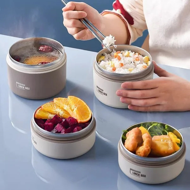 Mehrlagige isolierte Lunchbox mit Tragetasche – Auslaufsicher, Edelstahl, hält Speisen stundenlang warm oder kalt, ideal für Schule, Arbeit und unterwegs