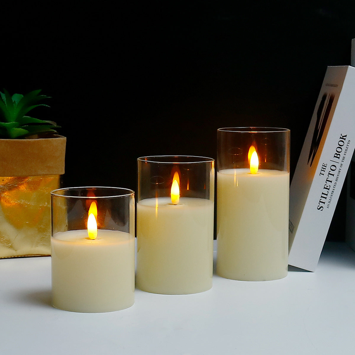 Flammenlose LED Kerzen Set mit Fernbedienung - 3 Stück