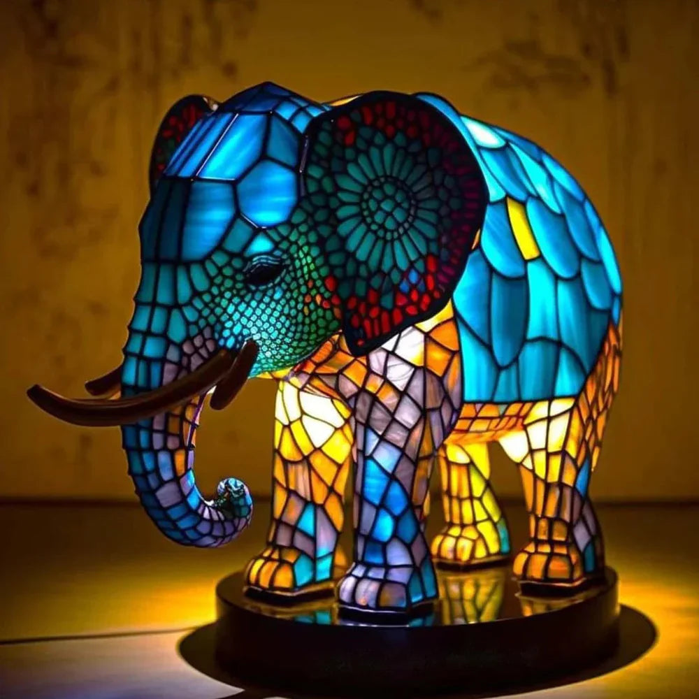 Künstlerische Tischlampe mit Tiermotiven