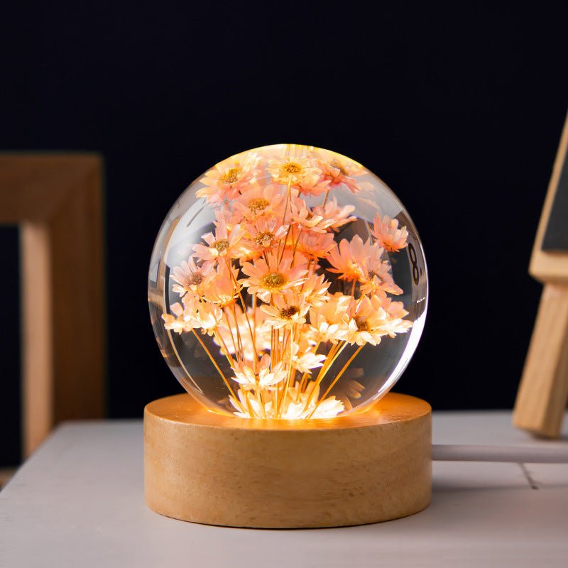 3D Kristall Blumenlampe mit USB und Harz Design