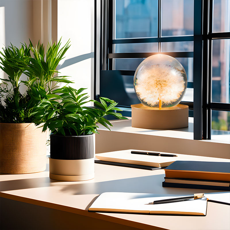 3D Kristall Blumenlampe mit USB und Harz Design