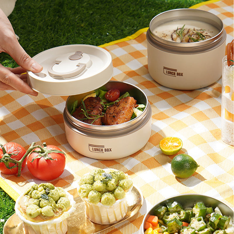 Mehrlagige isolierte Lunchbox mit Tragetasche – Auslaufsicher, Edelstahl, hält Speisen stundenlang warm oder kalt, ideal für Schule, Arbeit und unterwegs