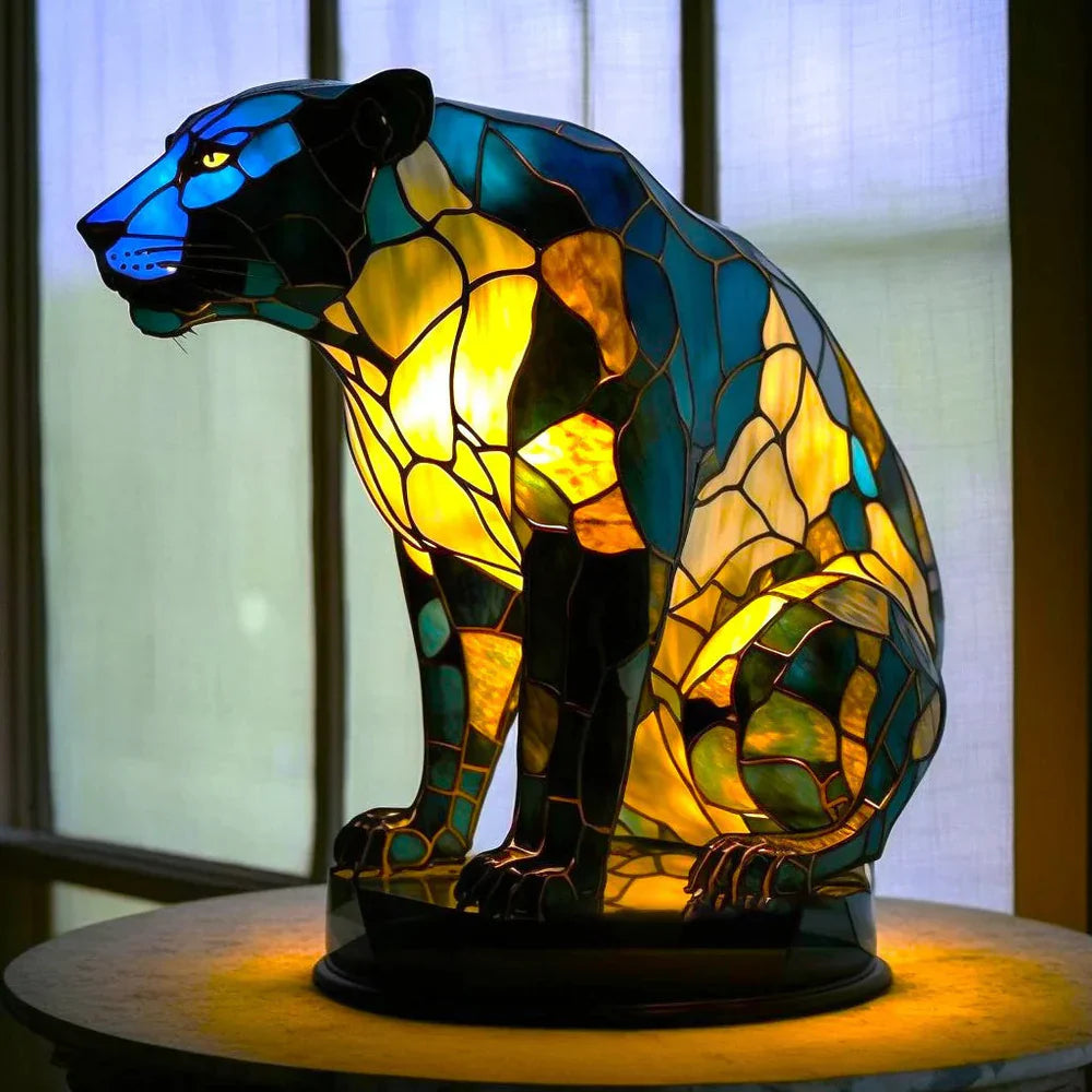 Künstlerische Tischlampe mit Tiermotiven