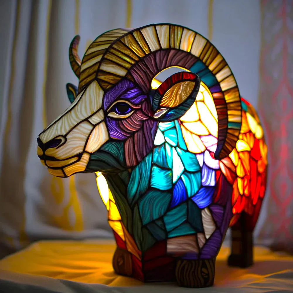 Künstlerische Tischlampe mit Tiermotiven