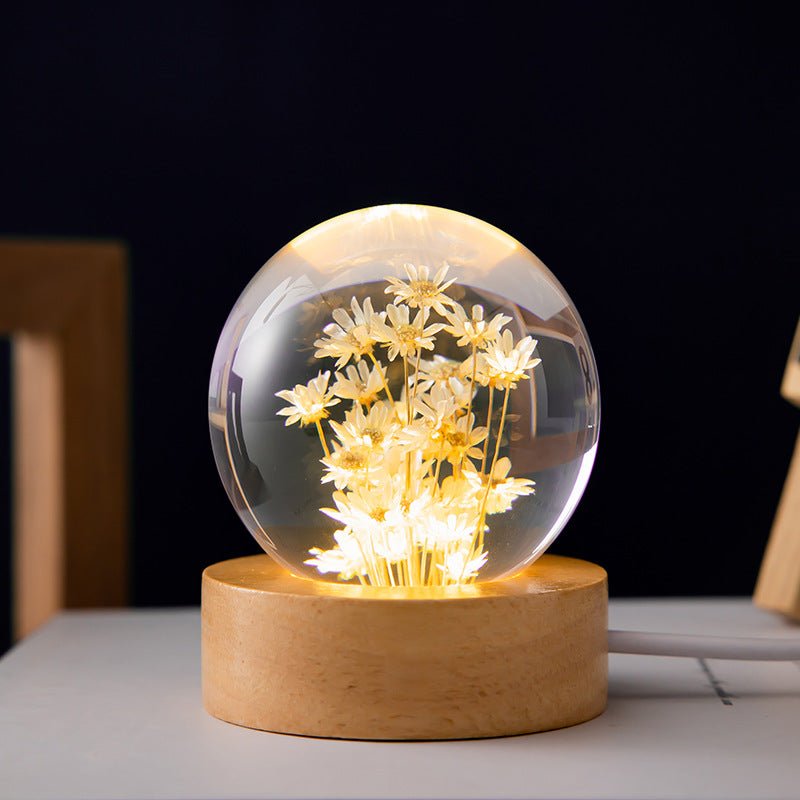 3D Kristall Blumenlampe mit USB und Harz Design