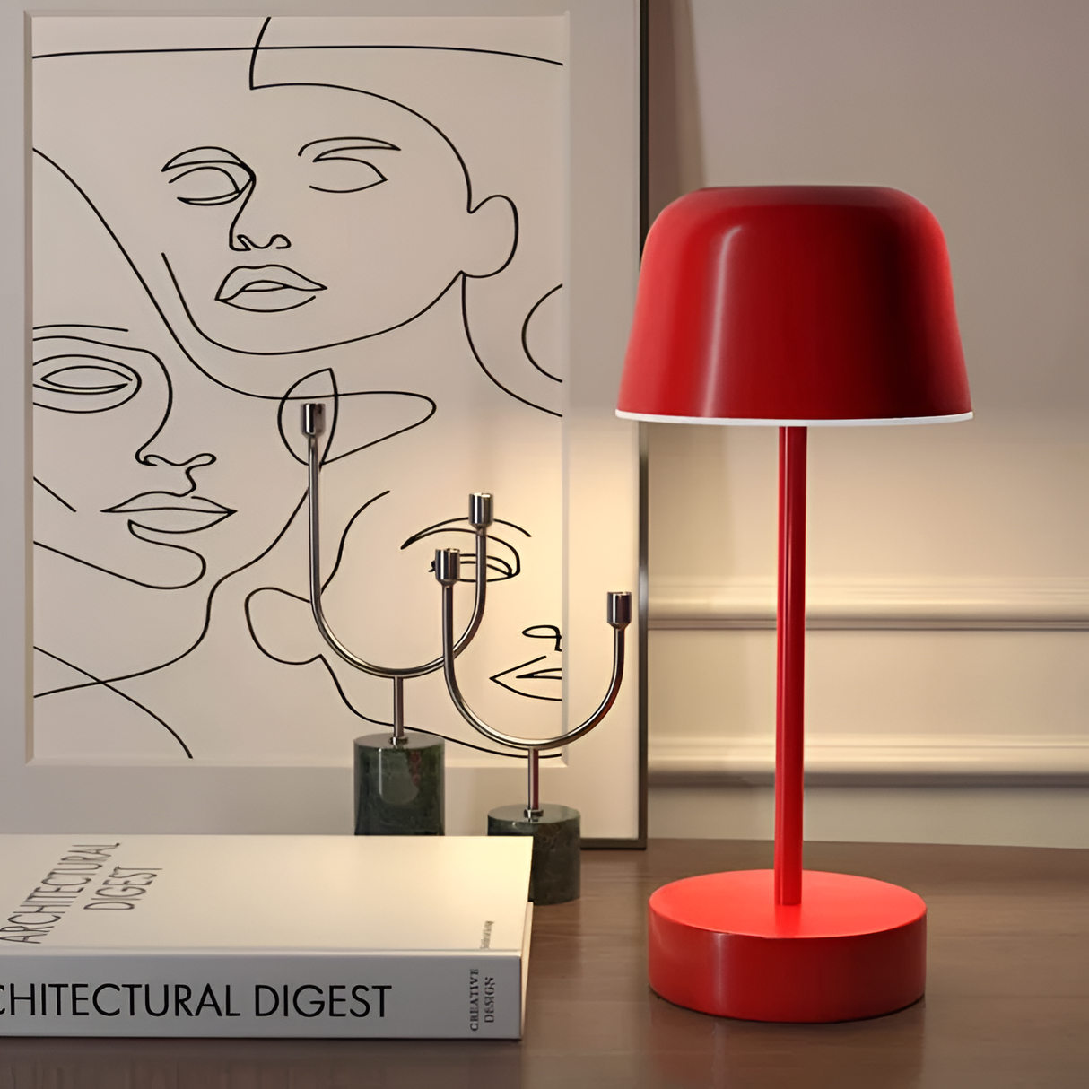 Kabellose LED Tischlampe im Retro-Design