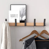 Wandgarderobe – Verstellbare Haken – Schwarz – Skandinavisches Design – Für Flur und Schlafzimmer – Holz und Aluminium – Maße 40 x 7 x 7 cm