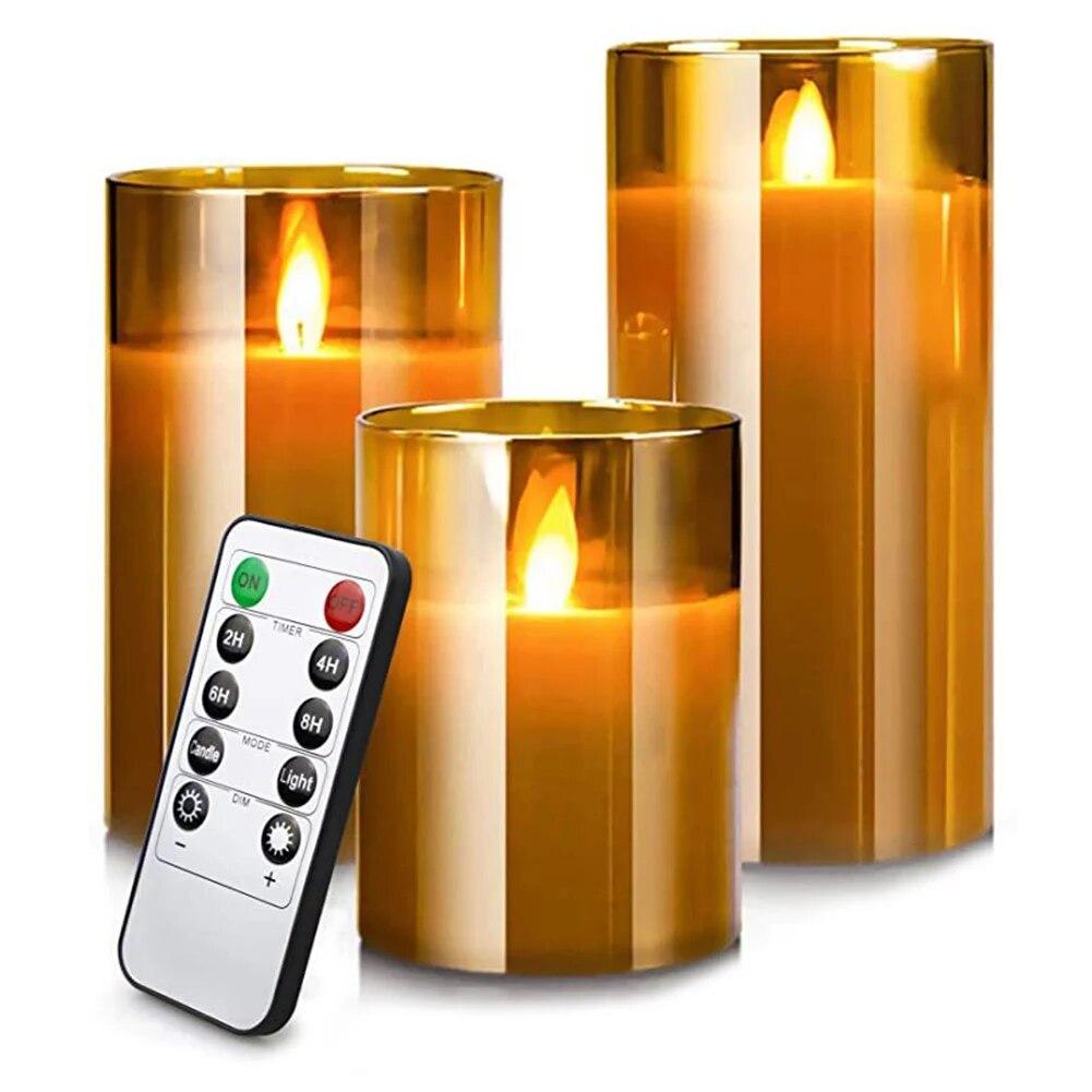 Flammenlose LED Kerzen Set mit Fernbedienung - 3 Stück