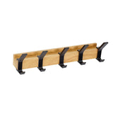 Wandgarderobe – Verstellbare Haken – Schwarz – Skandinavisches Design – Für Flur und Schlafzimmer – Holz und Aluminium – Maße 40 x 7 x 7 cm